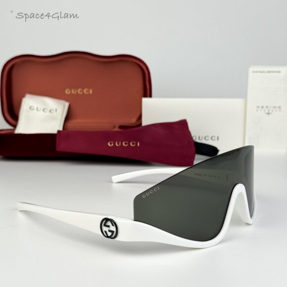 NEW Gucci GG1650S 007 White Grey Unisex Shield Mask Sunglasses GG 1650S main image 7
